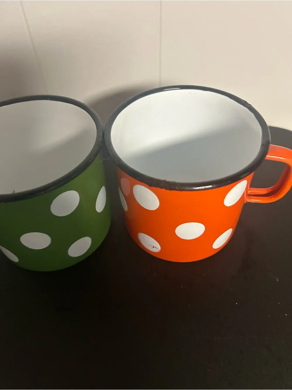 Vintage Enamelware made in Yugoslavia Emo Celje coffee mugs set of 2